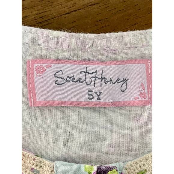 SweetHoney Sleeveless Nora Dress Fly Away Green Purple Floral Hydrangeas Girls 5 - Picture 5 of 7